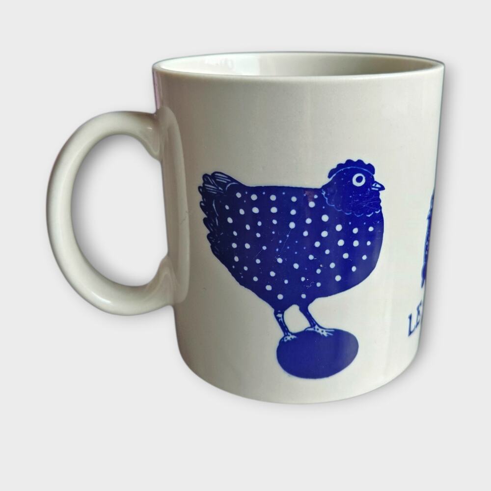 Taylor & Ng Le Poulet Hen Coffee Mug Japan 1979 Blue White